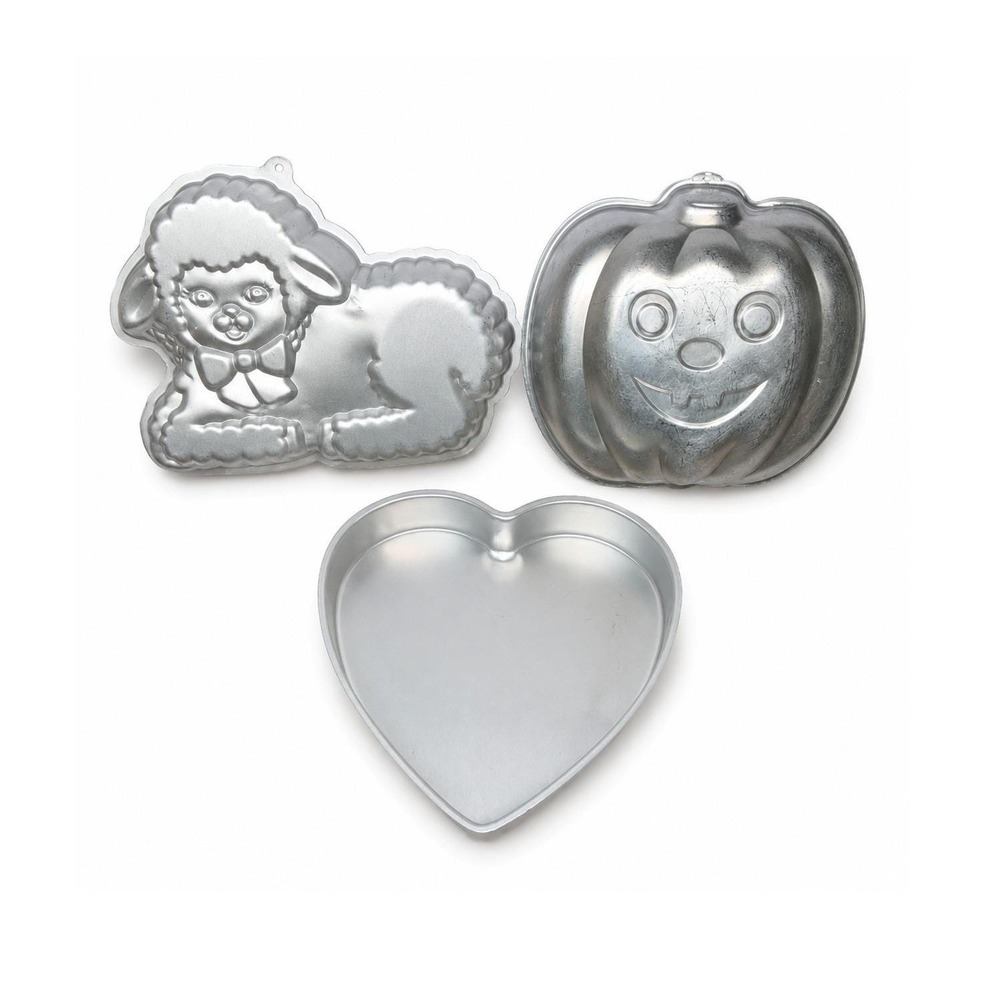 Vtg‎ Wilton Cake Pan Lot Heart Pumpkin JackOLantern Lamb Sheep Aluminum Bakeware